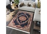 Muratap Isfahan oosters vloerkleed nain laagpolig klassiek vintage tapijt / navy / multi- 200x300 cm