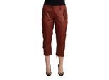 Just Cavalli Dames Bruine Lurex Midden Taille Katoenen Cropped Capri Broek