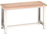 Bott Werkbank cubio, manuell höhenverstellbar, Buche-Multiplexplatte, B 1500 x T 750 x H 740-1140 mm, bis 1000 kg, lichtgrau/anthrazit