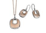 Orphelia Dames 925 Sterling Zilver Set: Ketting-Hanger + Oorbellen - Zilver/Roze SET-5188