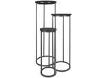 Home67 Plantentafels sam rond set van 3 mangohout