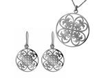 Orphelia Damen 925 Sterling Silber Set: Halskette-Anhänger + Ohrringe - Schwarz SET-6035/3