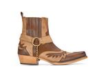 Herren-Cowboy-Stiefeletten aus Leder, braun, kubanischer Biker, Winklepickers, Western Country