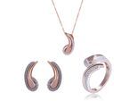 Orphelia 'Tilou' Dames 925 Sterling Zilveren Set: Ketting + Oorbellen + Ring - Roze SET-7441