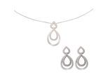 Orphelia 'Amber' Dames 925 Sterling Zilveren Set: Ketting-Hanger + Oorbellen - Zilver SET-7092