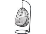 Garden Impressions Fargo wicker hangstoel eivorm carbon black earl grijs