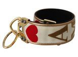 Dolce & Gabbana goud wit textiel leer amore schouder damesriem