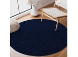 Muratap Uni rond effen laagpolig vloerkleed modern donker navy- 200 cm rond
