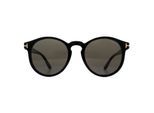 Tom Ford Round unisex glanzende zwarte grijze rook zonnebril