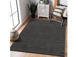 Muratap Uni effen laagpolig vloerkleed modern donker 250x250 cm