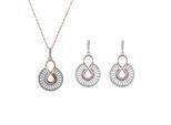 Orphelia 'Frida' Dames 925 Sterling Zilveren Set: Ketting + Oorbellen - Roze SET-7437