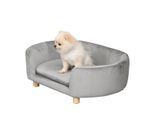 4goodz Katten- en hondenbank met houten poten 86x55x33 cm licht