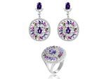 Orphelia 'Enya' Dames 925 Sterling Zilveren Set: Oorbellen + Ring - Zilver SET-7428