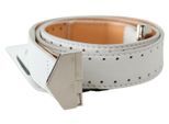GF Ferre Ceinture en cuir blanc à boucle hexagonale et logo pour femmes