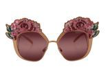 Dolce & Gabbana Pink Gold Rose Sequin Borduursel DG2202 Dames Zonnebril