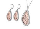 Orphelia Dames 925 Sterling Zilveren Set: Ketting-Hanger + Oorbellen - Zilver/Roze SET-068