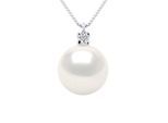 Halskette Schmuck 0,02 ct Weißgold und echte Süßwasser-Zuchtperle rund 10-11 mm