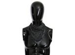Costume National Black Grey Viscose Foulard Scarf pour femmes de marque