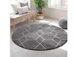 Muratap Trellis uni rond effen laagpolig vloerkleed modern 200 cm rond