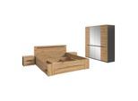 Furnilux Slaapkamer-set 4-delig modern bed 180x200 cm met hoge kast en nachtkastjes