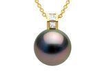 Anhänger Schmuck Prestige Diamant 0,04 cts – Größe Princess – echte Tahiti-Zuchtperle rund 11–12 mm