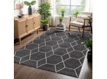 Muratap Trellis uni effen laagpolig vloerkleed modern donker 160x230 cm