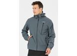 Outdoorjacke WEATHER REPORT "DELTON W-PRO15000", Herren, Gr. L, grau (blau, grau), 94% Polyester, 6% Elasthan, bedruckt, mehrfarbig, normal, hoch geschlossener Ausschnitt, Jacken Outdoorjacke, ist atmungsaktiv, wasser- und winddicht
