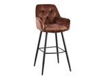 riess-ambiente Barhocker MILANO braun Samt Barstuhl mit Lehne Metall schwarz Chesterfield-Steppung