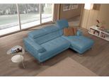 Ecksofa EGOITALIANO "Soul, Design und Sitzkomfort auf hohem Niveau, tolle Details, L-Form", blau (hellblau), B:250cm H:99cm T:166cm, Luxus-Micofaser Lederoptik (100% Polyester) ist ein neues technisches Gewebe mit einem visuellen und taktilen Aspekt, der dem Nubuk sehr nahe kommt, mit innovativen Eigenschaften. Seine außerordentliche Weichheit kommt von einem exklusiven Produktionsprozess, der Unr