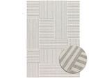 Teppich "Outdoorteppich RENEW - Stripes, Made in Belgium", grau (hellgrau,beige), B:120cm H:4mm L:170cm, Polyester, PRIMAFLOR-IDEEN IN TEXTIL, Teppiche, Teppich, Flachgewebe, geometrisches Muster, In- und Outdoor geeignet