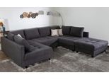 Wohnlandschaft COLLECTION AB "Toni U-Form, B: 298 cm", grau (anthrazit), B:298cm H:44cm T:184cm, 100%Polyester, Sofas, Wohnlandschaft, Set: Sofa & Hocker, 3 Zierkissen, Federkern, Topseller