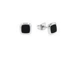 Paar Ohrstecker AMOR "Quadrat", edelstahlfarben, schwarz, schwarz, Ohrringe, Herren, Edelstahl, mit Achat