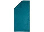Badetuch EGERIA "Prestige", blau (petrol), B:75cm L:160cm, Walkfrottee, Obermaterial: 100% Baumwolle, Handtücher, Badetuch, Uni Programm mit Streifenbordüre, SUPIMA Baumwolle