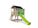Spielhaus EXIT "Loft 750 grün", grün, Spielhäuser, KinderB:444cm H:269cm T:190cm, Holz, Spielhaus, B:444cm H:269cm T:190cm