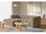 Ecksofa HOMSY BY ANA JOHNSON "»L« BOUBELLE L-Form, Design-Sofa, Bubble-Optik, Breite 247 cm", hellbraun, B:247cm H:75cm T:156cm, 100% Polyester, Sofas, Ecksofa, hoher Sitzkomfort dank Wellenunterfederung, L Sitztiefe 63 cm