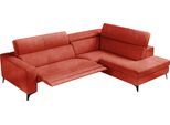 Ecksofa EGOITALIANO "Edith, Designsofa mit hohem Sitzkomfort, Breite 269cm, L-Form", rot (marsala), B:269cm H:96cm T:203cm, Luxus-Micofaser Lederoptik (100% Polyester) ist ein neues technisches Gewebe mit einem visuellen und taktilen Aspekt, der dem Nubuk sehr nahe kommt, mit innovativen Eigenschaften. Seine außerordentliche Weichheit kommt von einem exklusiven Produktionsprozess, der Unreinheiten