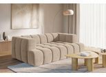 3-Sitzer HOMSY BY ANA JOHNSON "»XL« BOUBELLE Design-Sofa extra tief, Bubble-Optik, Breite 217 cm", dunkelbeige, B:217cm H:75cm T:135cm, 100% Polyester, Sofas, 3-Sitzer, hoher Sitzkomfort dank Wellenunterfederung, XL Sitztiefe 100 cm