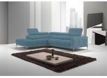 Ecksofa EGOITALIANO "Claudie, Designsofa mit extrakomfortablem Sitzkomfort, L-Form", blau (hellblau), B:268cm H:97cm T:226cm, Luxus-Microfaser (100% Polyester) Leder »BULL« (echtes Rindsleder). Geschliffenes, pigmentiertes und behandeltes Rindsleder mit einer Dicke von 1, 3-1, 5 mm. Dieses Leder zeigt eine ziemlich weiche Hand mit einem halb undurchsichtigen Aussehen. Es handelt sich um ein geschü