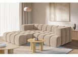 Ecksofa HOMSY BY ANA JOHNSON "»XL« BOUBELLE L-Form extra tief, Design: Bubble-Optik, Breite 247cm", beige (dunkelbeige), B:247cm H:75cm T:191cm, 100% Polyester, Sofas, Ecksofa, hoher Sitzkomfort dank Wellenunterfederung, XL Sitztiefe 100 cm