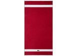 Duschtuch LACOSTE "LCASUAL", rot (rouge), B:70cm L:140cm, Frottier, Obermaterial: 100% Baumwolle, Handtücher, Duschtuch, mit Label-Applikationen und Bordüre