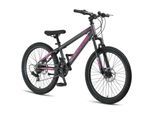 Licorne Bike Thunder Premium Mountainbike in 20, 24, 26, 27.5 und 29 Zoll Fahrrad für Mädchen Jungen Herren und Damen Discbremse Farbe:Anthrazit/Rosa;Größe:24 Zoll