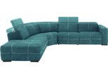 Ecksofa EGOITALIANO "Sauvanne, Designsofa der Extraklasse, elegant und bequem, L-Form", blau (teal), B:300cm H:100cm T:274cm, Sofas, Ecksofa, wahlweise mit elektrischer Relaxfunktion, Kopfteilverstellung