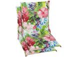 Sesselauflage GO-DE, grün (grün, rose), B:100cm H:7cm T:50cm, Obermaterial: 65% Polyester, 35% Baumwolle, Polsterauflagen, Sesselauflage