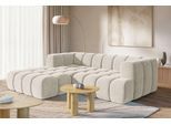 Ecksofa HOMSY BY ANA JOHNSON "»XL« BOUBELLE L-Form extra tief, Design: Bubble-Optik, Breite 247cm", beige, B:247cm H:75cm T:191cm, 100% Polyester, Sofas, Ecksofa, hoher Sitzkomfort dank Wellenunterfederung, XL Sitztiefe 100 cm