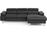 Ecksofa COTTA "Komaris L-Form, B: 244 cm", schwarz, B:244cm H:72cm T:166cm, Microfaser PRIMABELLE (100% Polyester);Kunstleder SOFTLUX(100%Polyurethan);Feinstruktur (100% Polyester);Kunstleder SOFTLUX/Struktur (100%Polyurethan, 90%Polyester, 10% Polyacryl), Sofas, Ecksofa, mit Kopfteilverstellung, optional Bettfunktion, Bettkasten & Licht