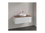 Villeroy und Boch Antao Waschtisch-Unterschrank L20052GF mit Beleuchtung, 2 Auszüge, 1000 x 360 x 500 mm, Front ohne Struktur, Glossy White Lacquer / Warm Walnut