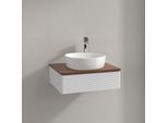 Villeroy und Boch Antao Waschtisch-Unterschrank K07152GF 60x19x50cm, Hahnloch, Waschbeckenplattenfarbe warm walnut, glossy white lacquer