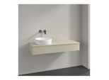 Villeroy und Boch Antao Waschtisch-Unterschrank K11050HJ 120x19x50cm, Hahnloch, Waschbeckenplattenfarbe Lack, silk grey matt lacquer