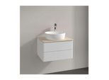 Villeroy und Boch Antao Waschtisch-Unterschrank L18053GF mit Beleuchtung, 2 Auszüge, 600 x 360 x 500 mm, Front ohne Struktur, Glossy White Lacquer / Botticino