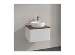 Villeroy und Boch Antao Waschtisch-Unterschrank K29052GF 60x36x50cm, Hahnloch, Waschbeckenplattenfarbe warm walnut, glossy white lacquer